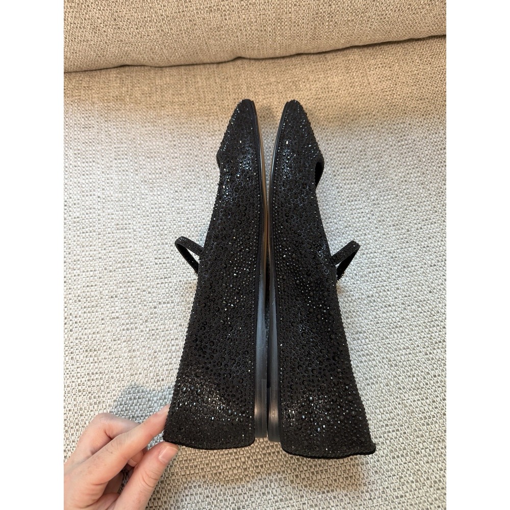 Dolce Vita Reyes Black Metallic Crystal Square Toe Mary Jane Flats - Picture 8 of 10